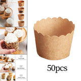 Maxbell 50Pcs Baking Cups Baking Tools Decoration for Restaurant Dessert Shop Style I