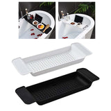 Maxbell Bath Tub Tray Accessories Expandable Storage Shelf for Candleholder Bathroom White