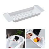 Maxbell Bath Tub Tray Accessories Expandable Storage Shelf for Candleholder Bathroom White