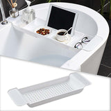 Maxbell Bath Tub Tray Accessories Expandable Storage Shelf for Candleholder Bathroom White