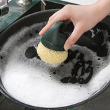 Maxbell Versatile Dish Cleaning Ball Sink Brush with Handle for Bowl Dish Countertop Green