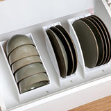 Maxbell Plate Rack Cradle Storage Dinner Plate Holder for Cupboard Home Drawers Style A
