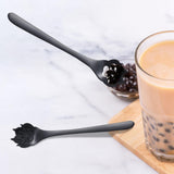 Maxbell 2Pcs Household Coffee Spoons Stirring Spoon Ice Cream Spoon for Dessert Black