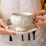 Maxbell Tea Cup and Saucer Set Tea Cup Water Tea Cups for Breakfast Milk Latte Cream coloured