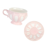 Maxbell Tea Cup and Saucer Set Tea Cup Water Tea Cups for Breakfast Milk Latte Pink