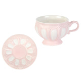 Maxbell Tea Cup and Saucer Set Tea Cup Water Tea Cups for Breakfast Milk Latte Pink