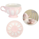 Maxbell Tea Cup and Saucer Set Tea Cup Water Tea Cups for Breakfast Milk Latte Pink
