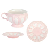 Maxbell Tea Cup and Saucer Set Tea Cup Water Tea Cups for Breakfast Milk Latte Pink