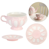 Maxbell Tea Cup and Saucer Set Tea Cup Water Tea Cups for Breakfast Milk Latte Pink