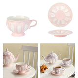 Maxbell Tea Cup and Saucer Set Tea Cup Water Tea Cups for Breakfast Milk Latte Pink