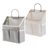 Maxbell Canvas Door Closet Hanging Storage Basket Bag Pouch for Bathroom Grey