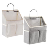 Maxbell Canvas Door Closet Hanging Storage Basket Bag Pouch for Bathroom Grey