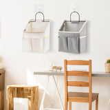 Maxbell Canvas Door Closet Hanging Storage Basket Bag Pouch for Bathroom Grey