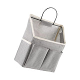 Maxbell Canvas Door Closet Hanging Storage Basket Bag Pouch for Bathroom Grey