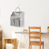 Maxbell Canvas Door Closet Hanging Storage Basket Bag Pouch for Bathroom Grey