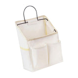 Maxbell Canvas Door Closet Hanging Storage Basket Bag Pouch for Bathroom White