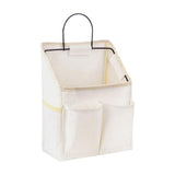 Maxbell Canvas Door Closet Hanging Storage Basket Bag Pouch for Bathroom White