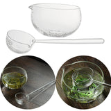 Maxbell Glass Matcha Bowl Spoon with Pouring Spout Japanese Style Gift for Office