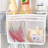 Maxbell Fridge Storage Mesh Bag Hanging with Hook Multi Function for Wall Doors Blue