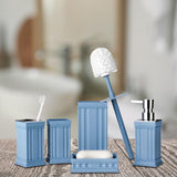 Maxbell 5Pcs Bathroom Accessories Lotion Bottle Bathroom Cleaning Set for Office Blue