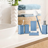 Maxbell 5Pcs Bathroom Accessories Lotion Bottle Bathroom Cleaning Set for Office Blue