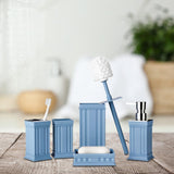 Maxbell 5Pcs Bathroom Accessories Lotion Bottle Bathroom Cleaning Set for Office Blue