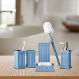 Maxbell 5Pcs Bathroom Accessories Lotion Bottle Bathroom Cleaning Set for Office Blue