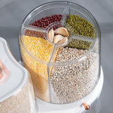 Maxbell Rotating Rice Dispenser Storage Container for Barley Mung Beans Small Grains White