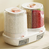 Maxbell Rotating Rice Dispenser Storage Container for Barley Mung Beans Small Grains White