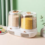 Maxbell Rotating Rice Dispenser Storage Container for Barley Mung Beans Small Grains White