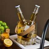 Maxbell Ice Bucket PU Leather Handle Drink Tub Container for Picnic Pub Household Small