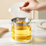 Maxbell Transparent Oil Bottle with Filter Storage Tank 1L Fat Separator and Lid White