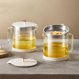 Maxbell Transparent Oil Bottle with Filter Storage Tank 1L Fat Separator and Lid White