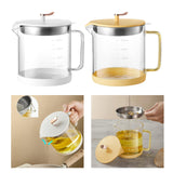 Maxbell Transparent Oil Bottle with Filter Storage Tank 1L Fat Separator and Lid White