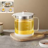Maxbell Transparent Oil Bottle with Filter Storage Tank 1L Fat Separator and Lid White