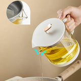 Maxbell Transparent Oil Bottle with Filter Storage Tank 1L Fat Separator and Lid White
