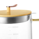 Maxbell Transparent Oil Bottle with Filter Storage Tank 1L Fat Separator and Lid Yellow