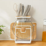 Maxbell Pot Pan Lid Organizer Cutlery Holder Multiple Slots for Pantry Drawer White