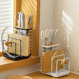 Maxbell Pot Pan Lid Organizer Cutlery Holder Multiple Slots for Pantry Drawer White