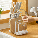 Maxbell Pot Pan Lid Organizer Cutlery Holder Multiple Slots for Pantry Drawer White