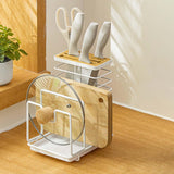 Maxbell Pot Pan Lid Organizer Cutlery Holder Multiple Slots for Pantry Drawer White