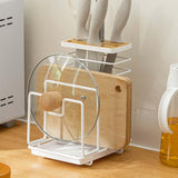 Maxbell Pot Pan Lid Organizer Cutlery Holder Multiple Slots for Pantry Drawer White