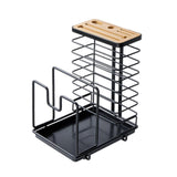Maxbell Pot Pan Lid Organizer Cutlery Holder Multiple Slots for Pantry Drawer Black