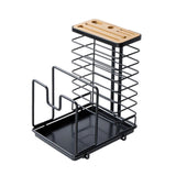 Maxbell Pot Pan Lid Organizer Cutlery Holder Multiple Slots for Pantry Drawer Black