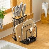 Maxbell Pot Pan Lid Organizer Cutlery Holder Multiple Slots for Pantry Drawer Black