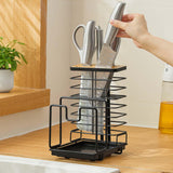 Maxbell Pot Pan Lid Organizer Cutlery Holder Multiple Slots for Pantry Drawer Black