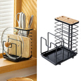 Maxbell Pot Pan Lid Organizer Cutlery Holder Multiple Slots for Pantry Drawer Black