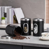 Maxbell 3Pcs Stainless Steel Food Storage Tin Organization with Lid Container Black