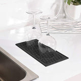 Maxbell Reusable Dish Drying Mat Heat Resistant for Kitchen Counter Cabinet Drawer Black
