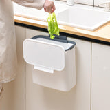 Maxbell Wall Hanging Trash Can Garbage Can Wastebasket for Cupboard Kitchen Office 9L White